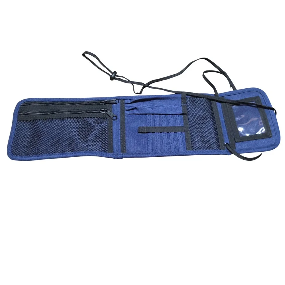 Navy Blue L.L. Bean Passport Travel Organizer Neck Pouch Wallet